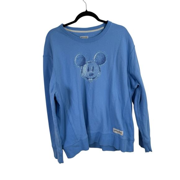 Life is Good Mickey Mouse Disney Sweatshirt Blue 100% Cotton Womens XXL - Picture 1 of 5